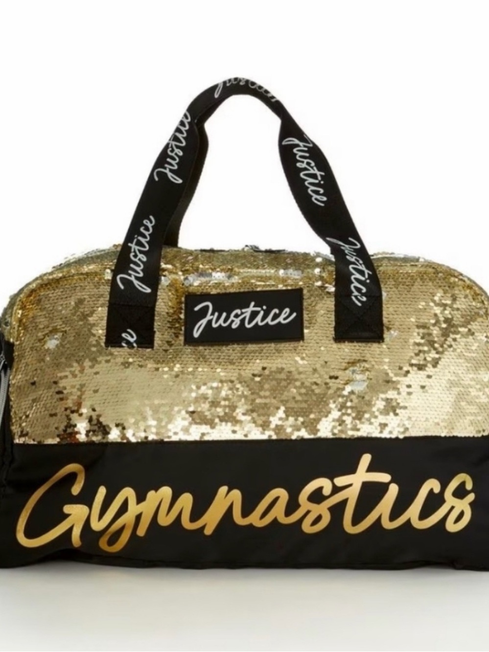 Justice Gold / Silver Sequin Gymnast Travel Bag with Black Accents